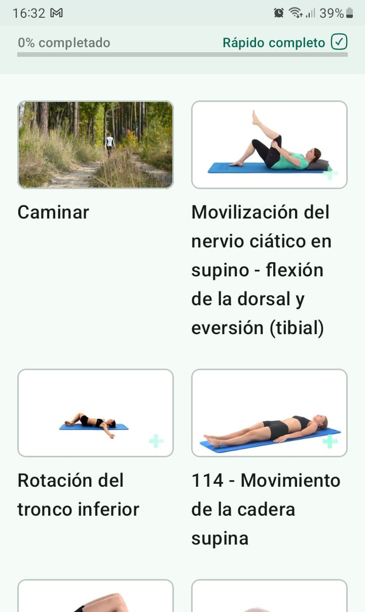 Programa de ejercicios en línea Síndrome radicular lumbosacro